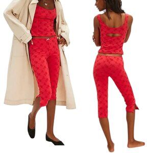 NWT FREE PEOPLE RED CAPRIS IN BLOOM SIZE MEDIUM